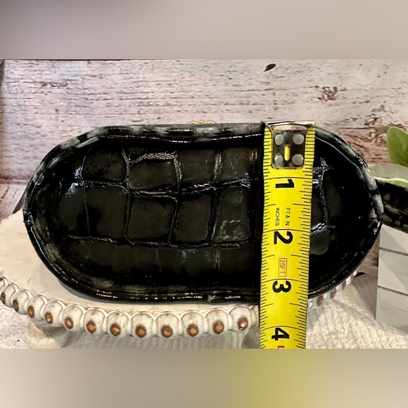 Stuart Weitzman Women’s Black and Grey Embossed Croc Leather Shoulder Bag - Picture 10 of 14